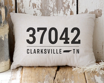 Zip Code Pillow - Personalized House Warming Gift - First Home Gift Ideas - Custom Wedding Gift - Realtor Closing Gift For Buyer