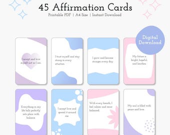 45 Minimal Affirmation Cards | Positive Quote Printables (Digital Download)