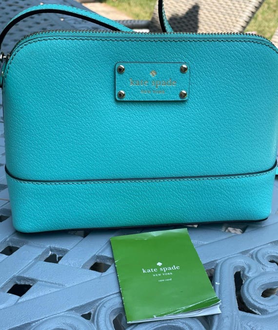 Kate Spade Mint Green Pebbled Leather Zip Shoulder Crossbody Bag