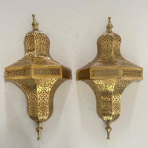 Set of 2 Moroccan Wall Sconces Brass Handmade Moroccan Lighting