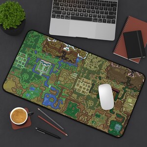 LinkToThePast Overworld Map Desk Mat | Pixel RPG Game Map Mousepad