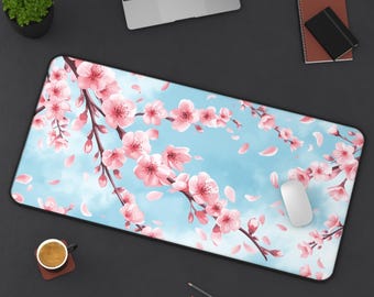 Alfombrilla de escritorio con diseño de rama de cerezo en flor / Alfombrilla de ratón con diseño floral, flores de Sakura
