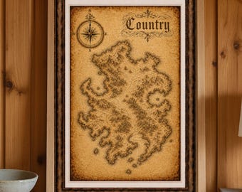 Custom Antique Map Printable, Personalized Vintage Cartography Wall Art Digital Download