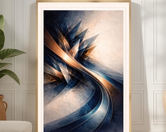 Kupferbogen Abstrakter Kunstdruck - Marine Kinetische Geometrie, druckbare Wandkunst - digitaler Download
