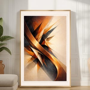 Copper Arc Sweep Print — Kinetic Geometry Abstract Poster, Printable Wall Art - Digital Download