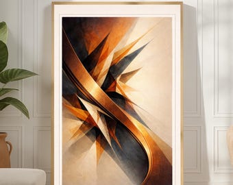 Impression de balayage à l'arc en cuivre — affiche abstraite de géométrie cinétique, art mural imprimable - téléchargement numérique