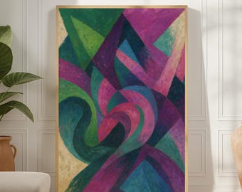Emerald Teal Poster, Geometric Abstract Art Print, Printable Wall Art - Digital Download