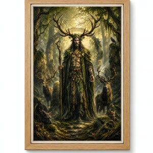 Cernunnos Forest Deity, Celtic God Printable Wall Art, Digital Download