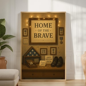 Haus des tapferen neuen Jahres druckbare Kunst | Militärische Familie veteran Dekor, digitaler Download