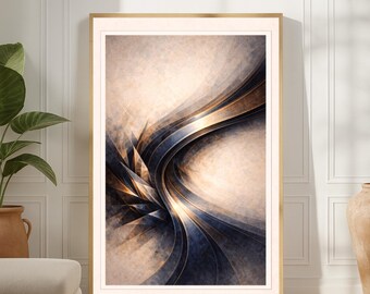 Kinetische Geometrie Bogen Kunstdruck - Marine & Kupfer, druckbare Wandkunst - digitaler Download