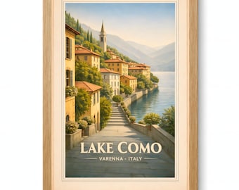 Varenna Schritte Comer See Vintage Reise Poster druckbare Wandkunst Digital Download