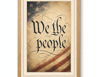 Nós, o Povo - Bandeira Americana - Arte Patriótica para Imprimir - Download Digital