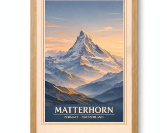 Matterhorn from Gornergrat Vintage Travel Poster Printable Wall Art Digital Download