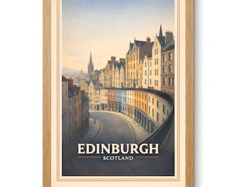 Affiche de voyage vintage Victoria Street d'Édimbourg, art mural imprimable en téléchargement numérique