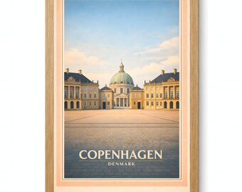 Kopenhagen Amalienborg Poster, Dänemark Schloss druckbare Wandkunst, Vintage Reise digitaler Download