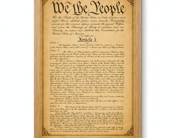 We the People Constitution Printable Wall Art Vintage Parchment Digital Download