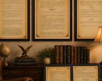 We the People Constitution Printable Set, 5 Piece Patriotic Wall Art