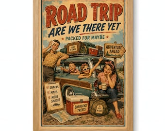 Funny Road Trip Printable Wall Art, Vintage Family Travel Digital Download