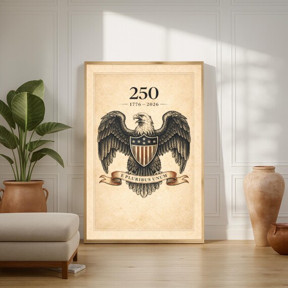 E Pluribus Unum Eagle Poster 250th Anniversary Vintage Digital