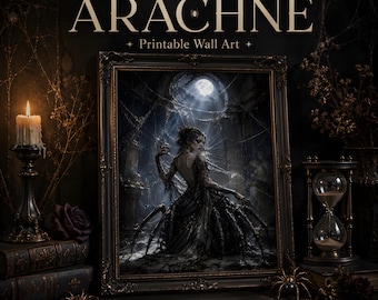Arachne, die Spinnenkönigin aus der griechischen Mythologie – Wandbild zum Ausdrucken, digitaler Download