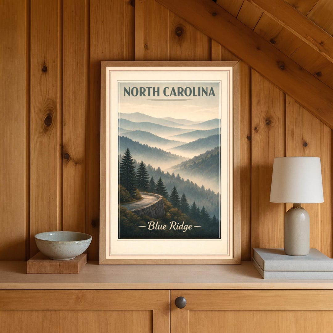 Blue Ridge Parkway Vintage Travel Poster North Carolina Mountain ...