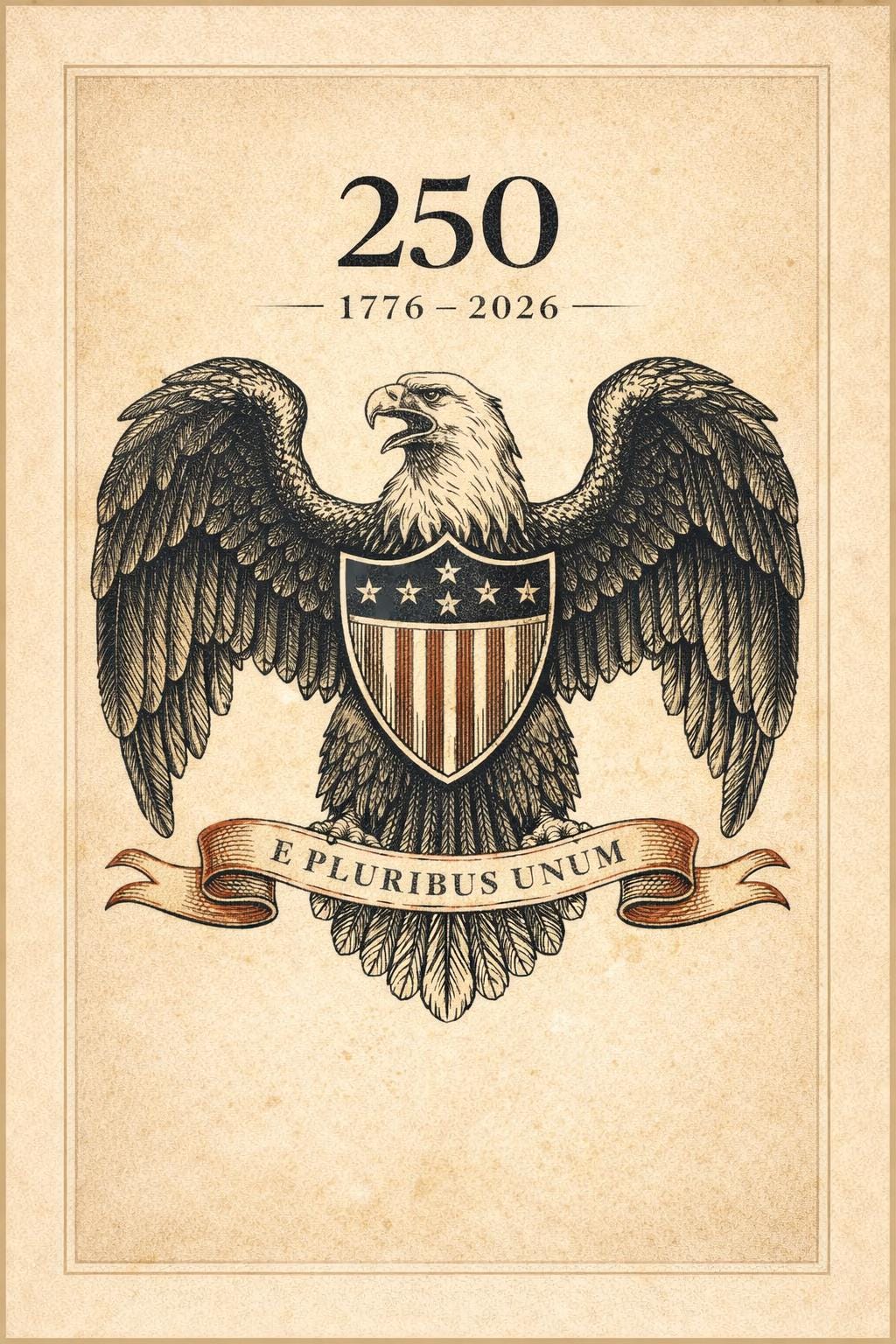 E Pluribus Unum Eagle Poster 250th Anniversary Vintage Digital