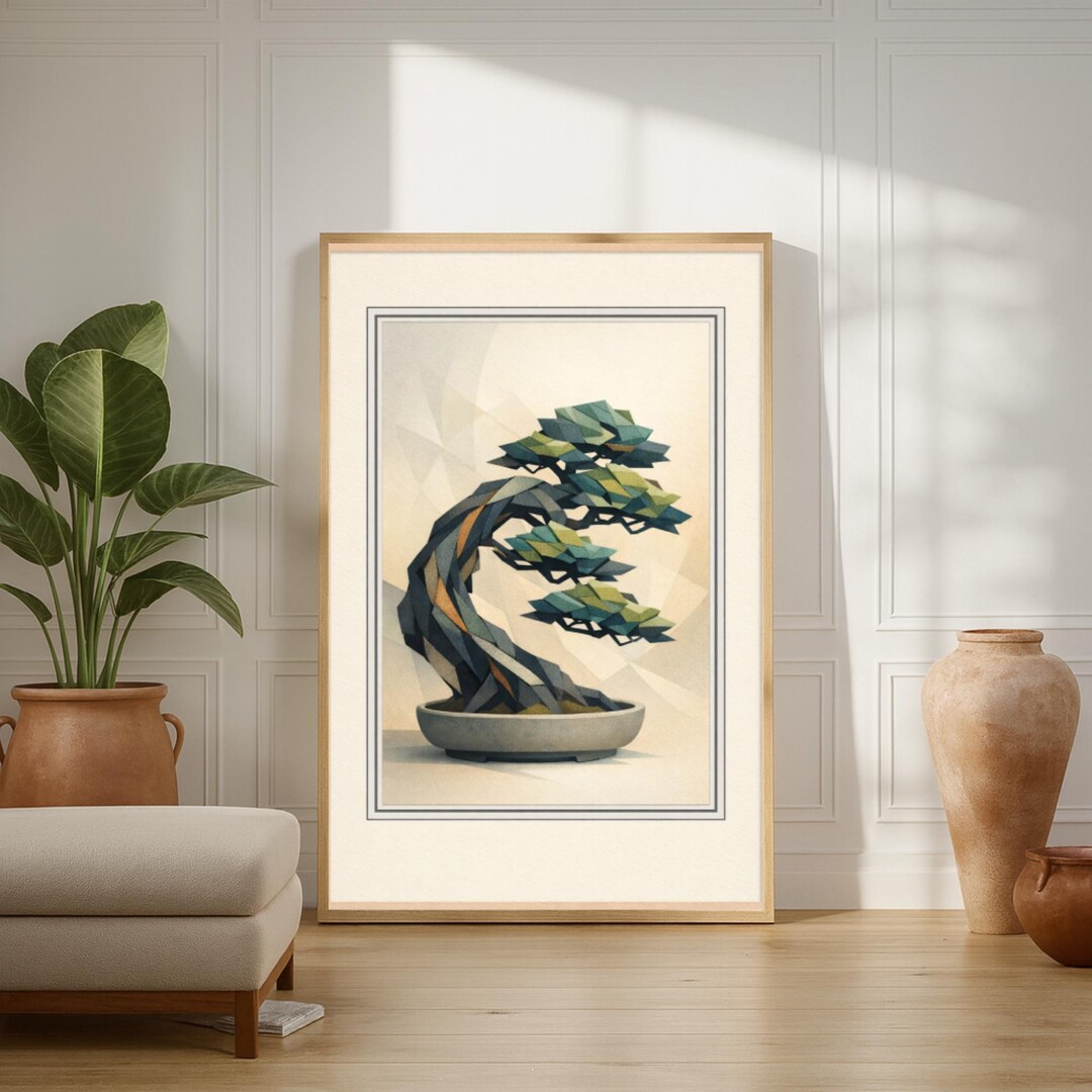 Kinetic Geometry Cascade Bonsai Tree Printable Wall Art - Modern Calm ...