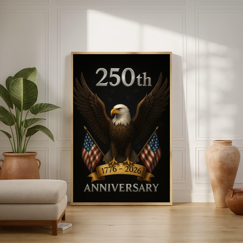 250th Anniversary Bald Eagle Printable Wall Art – American Flags