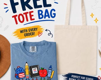 Comfort Colors® Teacher Life Faux Patchwork Shirt, Free Tote Bag, School Supplies Graphic Tee, Back to School Teacher Shirt, School Shirt