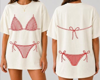 Comfort Colors Pigment-Dyed Bikini Graphic T-Shirt, Beach Vacation Apparel
