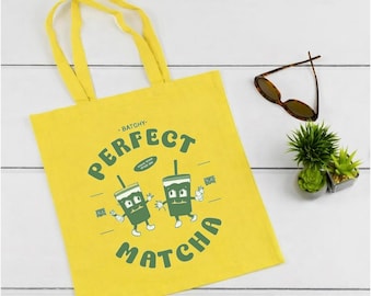 Sac fourre-tout Matcha parfait, joli design pour couple Matcha, cadeau drôle pour amateur de café, sac cabas en toile réutilisable, sac Matcha pour amateur de matcha, esthétique Matcha