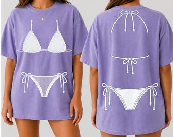 Comfort Colors Pigment-Dyed Bikini Graphic T-Shirt, Beach Vacation Apparel