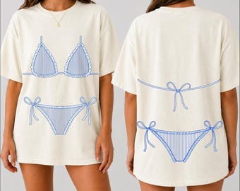 Comfort Colors Pigment-Dyed Bikini Graphic T-Shirt, Beach Vacation Apparel