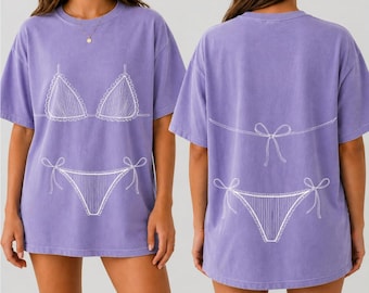 Comfort Colors pigmentgeverfd grafisch T-shirt bikini, strandvakantiekleding
