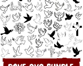 Dove SVG Bundle, Pigeon Clipart, Wedding Doves Cut Files (Digital Download)