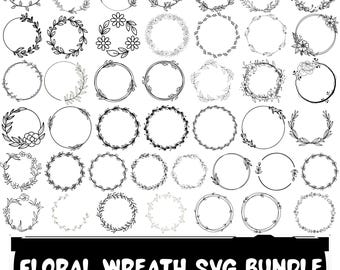 Floral Wreath SVG Bundle: Wedding Circle Frame, Vector Design (Digital File)