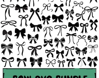 Black Bow SVG Bundle: Coquette Bow Tie,Silhouette,Files For Cricut(Digital Download)