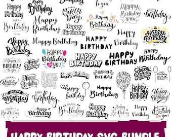 Happy Birthday SVG Bundle: Doodle Font, Clipart (Digital Download)