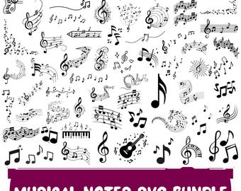 Musical Notes Svg Bundle: Music Symbols,Guitar,Clipart,Silhouette(Digital Download)