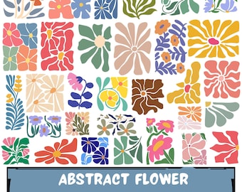 Abstract flower svg Bundle: groovy,retro floral,boho flower,Digital Files(Instant Download)