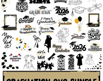Graduation SVG Bundle: Class of 2026,Senior Cap , ,Digital Files(Instant Download)