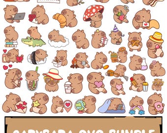 Capybara Clipart SVG Bundle, Animal Graphics (Digital Download)