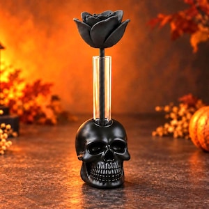 Diffuseur de parfum crâne personnalisable – Soliflore tête de mort en Jesmonite, décoration gothique Halloween