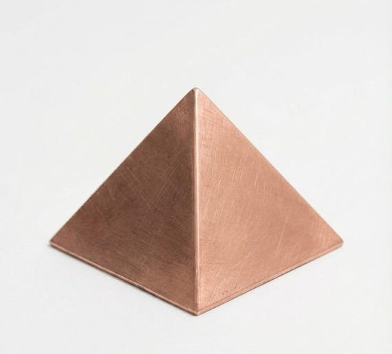 Handcrafted pure solid Copper Pyramid | 3 Inch, Minimal Meditation Decor , Spiritual Desk Decor , Energy Healing Gift ,