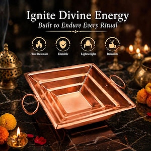 Handcrafted Copper Hawan Kund for Puja, Havan, Yagya Rituals, Hindu Wedding Decor