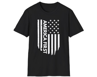 America First T-Shirt | Distressed Flag Graphic Tee