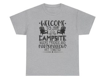 Benvenuti nella nostra maglietta da campeggio / Maglietta con marshmallow da falò da campeggio - Maglietta divertente e DIVERTENTE