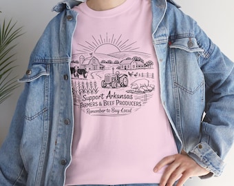 Support Arkansas Farmers & Beef Producers T-Shirt | Rural Farm Landscape Tee | 11 Colors Size: S-5XL