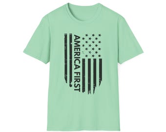 Distressed America First Flag T-Shirt | MAGA Cotton Tee