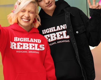 Felpa con cappuccio Highland Rebels / Arkansas Hometown Pride, morbido pile